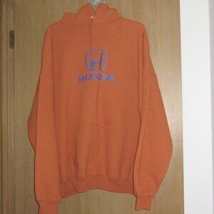 HONDA Hoodie 3X Mens Orange Long Sleeve Graphic Pullover Sweatshirt ---